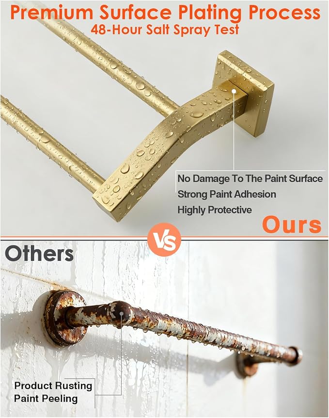 Alise Bath Double Towel Bars Towel Racks for Bathroom,20 Inch Wall Mount Towel Holder Heavy Duty SUS304 Stainless Steel Towel Hanger Towel Rail,Gold