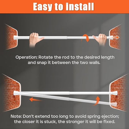 AIZESI White 1pcs Adjustable Spring Curtain Rods for Windows 17 to 26 Inch - No Drilling, Stainless Steel