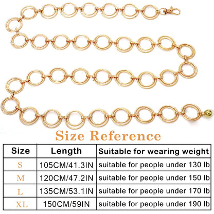 Heyjoin Women's Chain Belts Adjustable Waist Chain Metal Belly Link (Double Ring Gold M)