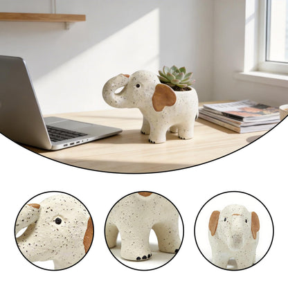DZHPSRSZ White Elephant Planter Ceramic Elephant Succulent Planter with Drainage Hole, Indoor Outdoor Home Garden Desk Decor,Elephant Flower Pot for Succulents Cactus Air Plants(9.1in)