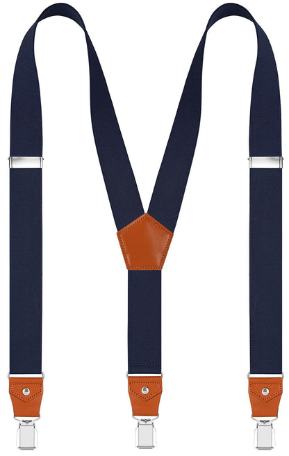 EOAYONY Suspenders for Men Adjustable Heavy Duty with Strong Clips Navy 43 IN