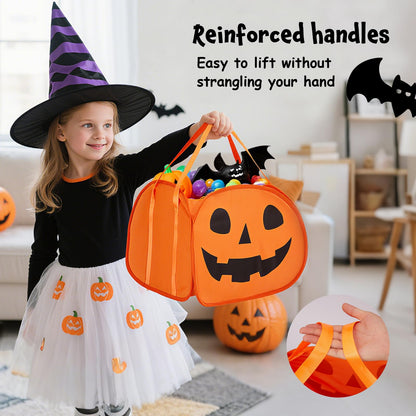 YOHOOLYO 95L Large Cute Halloween Pumpkin Boo Basket with Handles, Trick or Treat Candy Bucket Bag, Halloween Decor for Kids, Candy Buckets & Tote Bags for Party Favor Supplies
