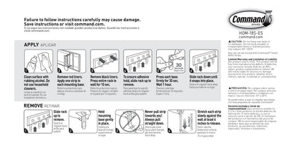 3M Command HOM18SES Decorative Key Rail, 8w x 1 1/2d x 2 1/8h, Black/Silver, 4 Hooks/Pack