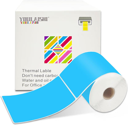 3 X 5 Inch Printable Waterproof Rectangle Color Coding Labels, 300 Per Roll Adhesive Color Coding Stickers for Bar-Codes, Address, Small Business Labeling, Inventory (Sky Blue)