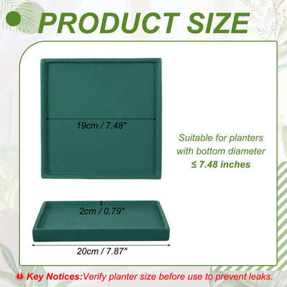 YELARXI 7.5 Inch Ceramic Plant Saucers, Square Flower Planter Water Trays Ceramic Plant Saucer Pot Tray -Fitting for (Outdoor/Indoors/Garden/Planting/Water/Flower/Coffee) Green Blue