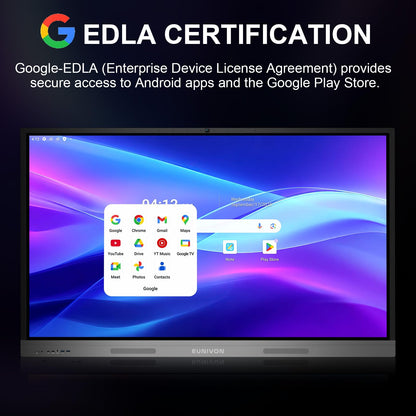 EUNIVON Smart Board 55" 4K Interactive Whiteboard Google EDLA-Certified for Classroom Office Home School, OTA Software Updates 8GB RAM + 128GB Storage