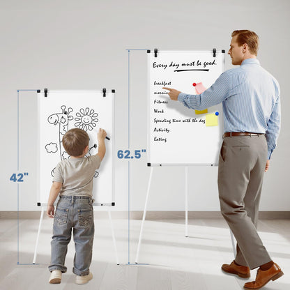 DUMOS White Board Easel 36 x 24 Inches, Magnetic White Board Dry Erase, Porbable Boards Height Adjustable, Dry Erase Board with Stand for School, Office and Home, Silver Aluminium Frame, White