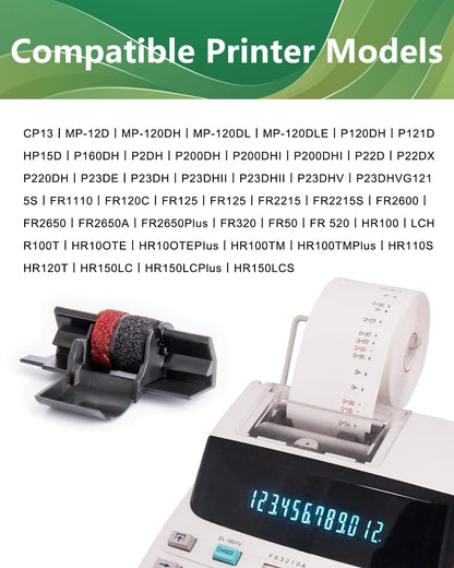 Calculator Ink Roller Printer Ribbon (10 Pack) IR40T IR-40T CP13 MP-12D PR-42 IR-40T, Black & Red Compatible with Casio HR-100TM HR-150TM HR-170RC, Sharp EL-1750V EL-1801V
