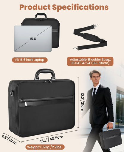 Jetviivid Laptop Briefcase for Men 15.6-16 inch Laptop Bag Lightweight Attache Case, Business Work Bag Computer Carrying Case