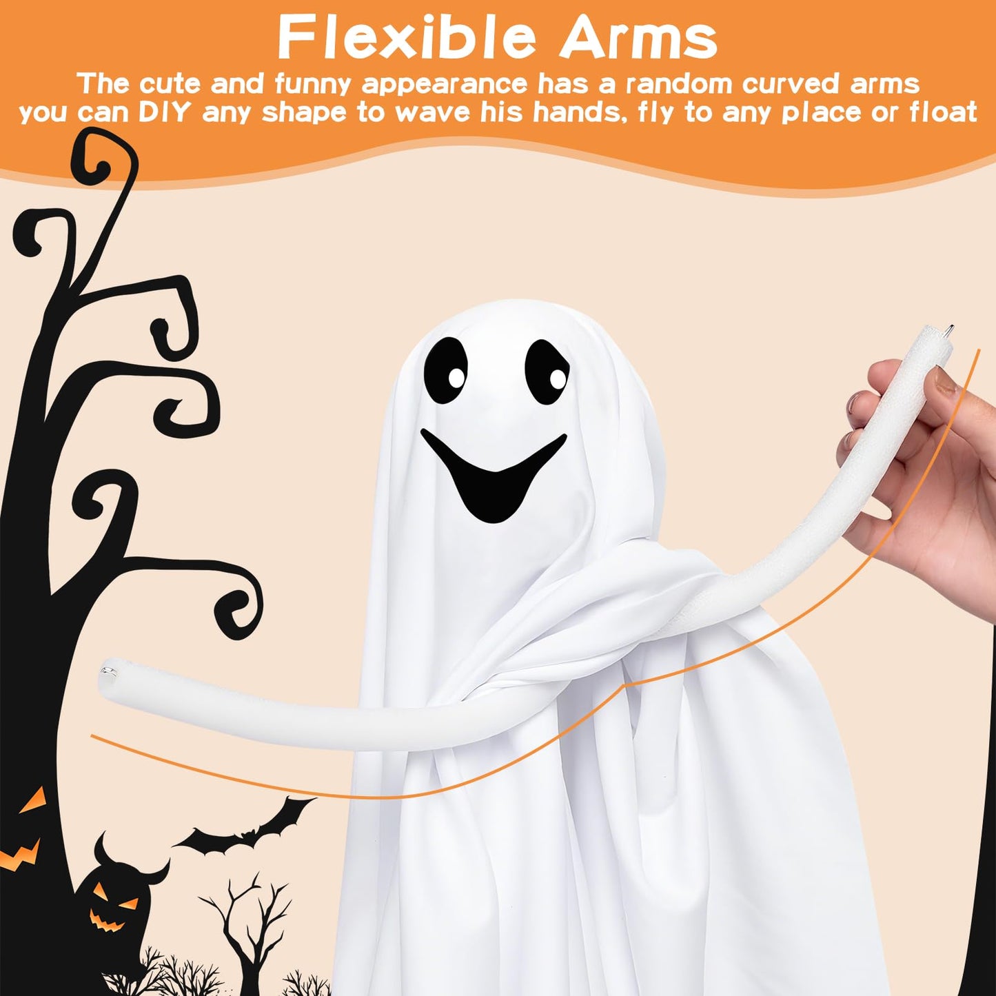 6 Pack Halloween Hanging Ghosts, Cute Flying Ghost Decorations, Outdoor Hanging Ghosts, Halloween Outdoor Decorations for Home, Front Yard, Tree, Porch, Patio, Lawn, Garden, Party & Holiday