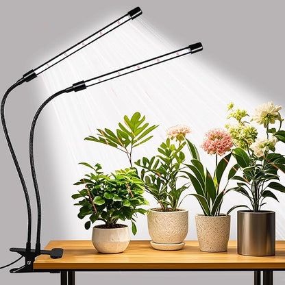 Grow Lights for Indoor Plants, Upgrade 84 LEDs Clip Plant Lights, Full Spectrum LED Plant Growing Lamps with Flexible Gooseneck, 3/9/12H Timer, 3 Spectral Modes, 10 Dimmable Levels (2 Head 1 Pack)