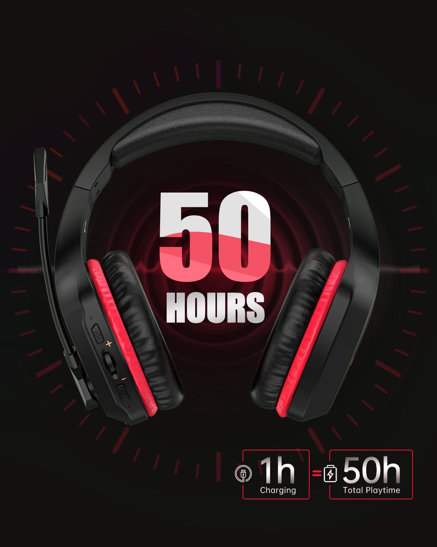 BEAVIIOO Wireless Gaming Headset PC, PS5, PS4-50-Hr Battery, Noise-Canceling Mic, Surround Sound, for Immersive Gaming, Virtual Meetings, All-Day Comfort, Gamers & Professionals (Update)