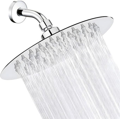 High Pressure Rainfall Shower Head, 6 Inches Showerhead with Perfect Adjustable Replacement, Removable Restrictor, Easy Installation for Your Bathroom Shower Heads (Chrome Finish, Ultra-thin)