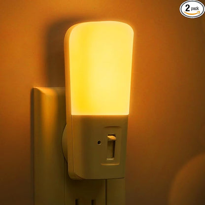 LOHAS-LED Amber Night Light, Dimmable Plug in Night Light with Light Sensor, Yellow Kids Nightlights, 5-80LM Sleep Light for Nursery, Bedroom, Bathroom, Hallway, Stairway, 2Pack