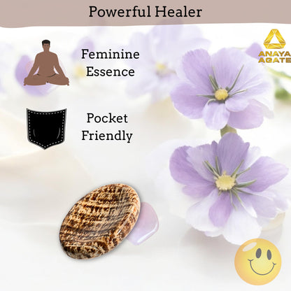 Anaya Agate Aragonite Worry Stones Certified Crystal Thumb Worry Stone for Anguish, Relaxing and Soothing Balance Stones for Meditation, Stress Relief Crystals and Healing Stones for Men, Women
