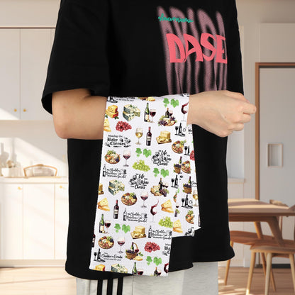G2TUP Wine & Cheese Kitchen Towels Bartenders Bar Towels Wine & Cheese Lover Gifts Charcuterie Dish Towel (Worship The kt)