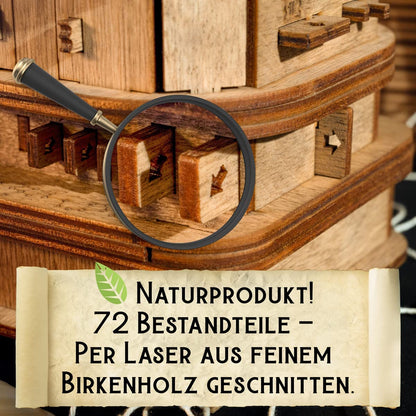 iDventure Cluebox - Davy Jones Locker - Escape Room Game - Pirate Puzzle Box - Gift Box - 3D Wooden Puzzle for Adults - Wooden Jigsaw - Brain Teaser - Birthday Gift Gadget for Men - Money Box
