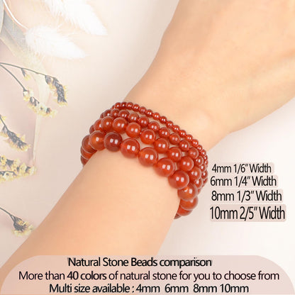 LPBeads Handmade Natural Gemstone Stretch Elastic 8m Carnelian Bracelet Healing Crystal Round Stone Beads Jewelry Gifts for Women Men