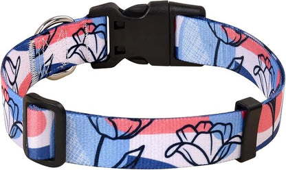 MarukoPet Dog Collar, Adjustable for Small Medium Large Dogs Puppy, Cute Design with Bohemia Floral Tribal Geometric Patterns Boys Girls Dog Collar(Rose Line-XS)