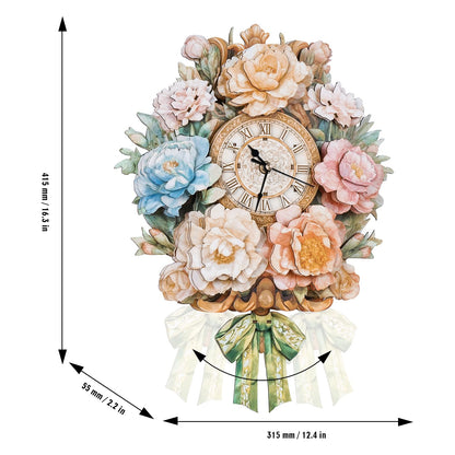 Rnfinewow 3D Wooden Puzzles for Adults, Flower Clock with Pendulum Model Kit, 3D Puzzles for Adults Room Home Decor DIY Wall Clock Kit, Holiday Birthday Christmas Day Gifts for Men Women