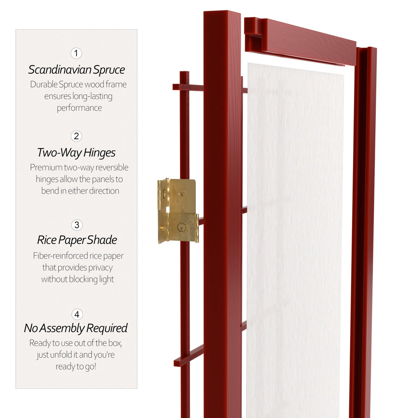 2 ft. Short Desktop Window Pane Shoji Screen - Rosewood - 3 Panels