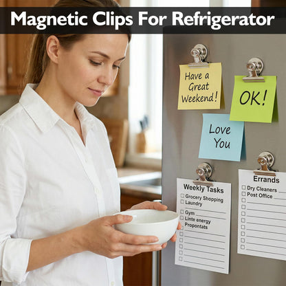100 Pack Heavy Duty Fridge Magnets, Strong Magnetic Clips for Cruise Cabins, Refrigerator & Whiteboard Organizer, Silver Stainless Steel Photo Holders for Home and Office Use