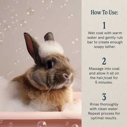 J.R.LIGGETT'S Small Animal Shampoo Bar, Natural Cleansing Bar for Rabbits, Guinea Pigs, Ferrets, and Small Pets, Gentle Hypoallergenic Formula, Detergent-Free, 3.5 oz