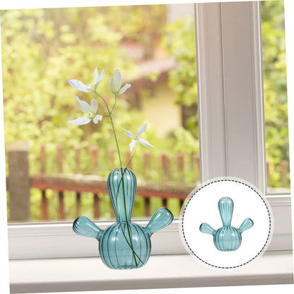 Bottle Decoration Cactus Shape Container Hydroponic Flower Bottle Hydroponic Plant Vase Cactus Terrarium Holder Cute Succulent Pots Mini Planter Pots Glass Hydroponics