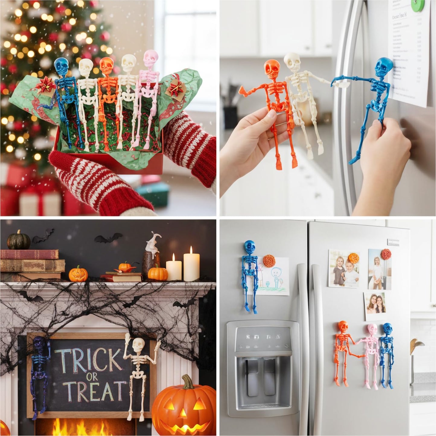 Funny Fridge Magnets 5pcs 3D Printed Skeleton Magnets for Locker and Office Posable Articulated Mini Skull Refrigerator Decorations Gothic Easter Room Decorations 7 Inches (Pink)