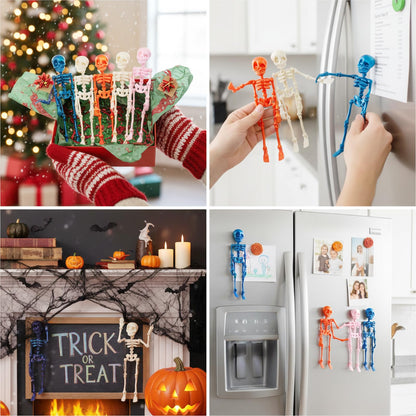 Funny Fridge Magnets 5pcs 3D Printed Skeleton Magnets for Locker and Office Posable Articulated Mini Skull Refrigerator Decorations Gothic Easter Room Decorations 7 Inches (Pink)