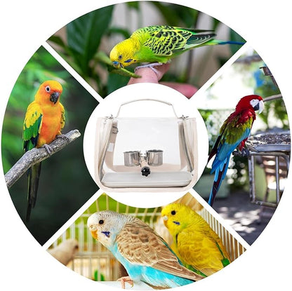 Breathable Bird Backpack, Transparent Travel Carrier, with Perch Stand, 35cm Ventilated Pet Bag with Clear Window Design, Bird Transport with Portable Style, Pet Carrier for Outdoor Travel Camping