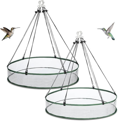 FoldTier 2 Pieces Universal Wild Bird Seed Catcher Hanging Hoop Platform Bird Seed Catcher Tray for Hummingbird Feeders Bee Feeder Outdoor Garden Accessories (24 Inch)