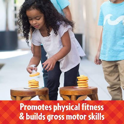 Educational Insights Pancake Pile-Up - Relay Race Games for Kids, Gross Motor Preschool Games for 4 Year Olds, Birthday Party Activities, Matching and Patterning Toddler Game