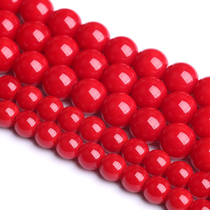 12MM 32PCS Red Glass Round Spacer Loose Beads for Jewelry Making 15 inches DIY Bracelet Necklace