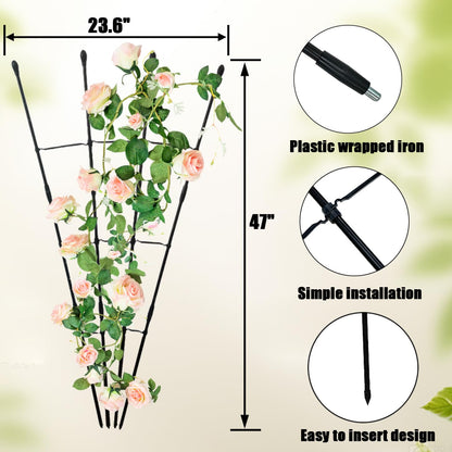 Garden Trellis for Climbing Plants Outdoor & Indoor, 47in Plant Trellis for Vines, Flowers,Tomato cage 3 Shapes Rustproof Plant Support Trellis for Potted Plants,Rose, Cucumber, Pea, Tomato