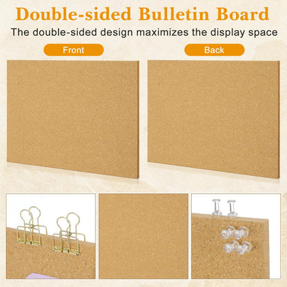 TOYANDONA Cork Board Bulletin Board with Metal Stand, Wooden Pin Notice Message Pin Board Desktop Memo Board for Home Office (Golden Base)