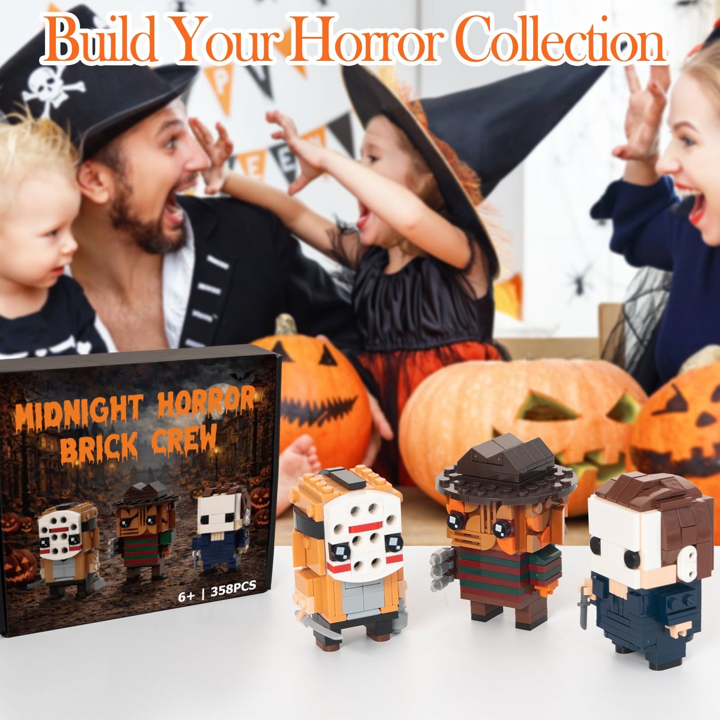 WeekCare Halloween Horror Figures Building Block Set, Scary Collectible Action Figures, Horror-Inspired Brick-Compatible Toys, Creative Display Decor, for Adults and Teens, 358 PCS