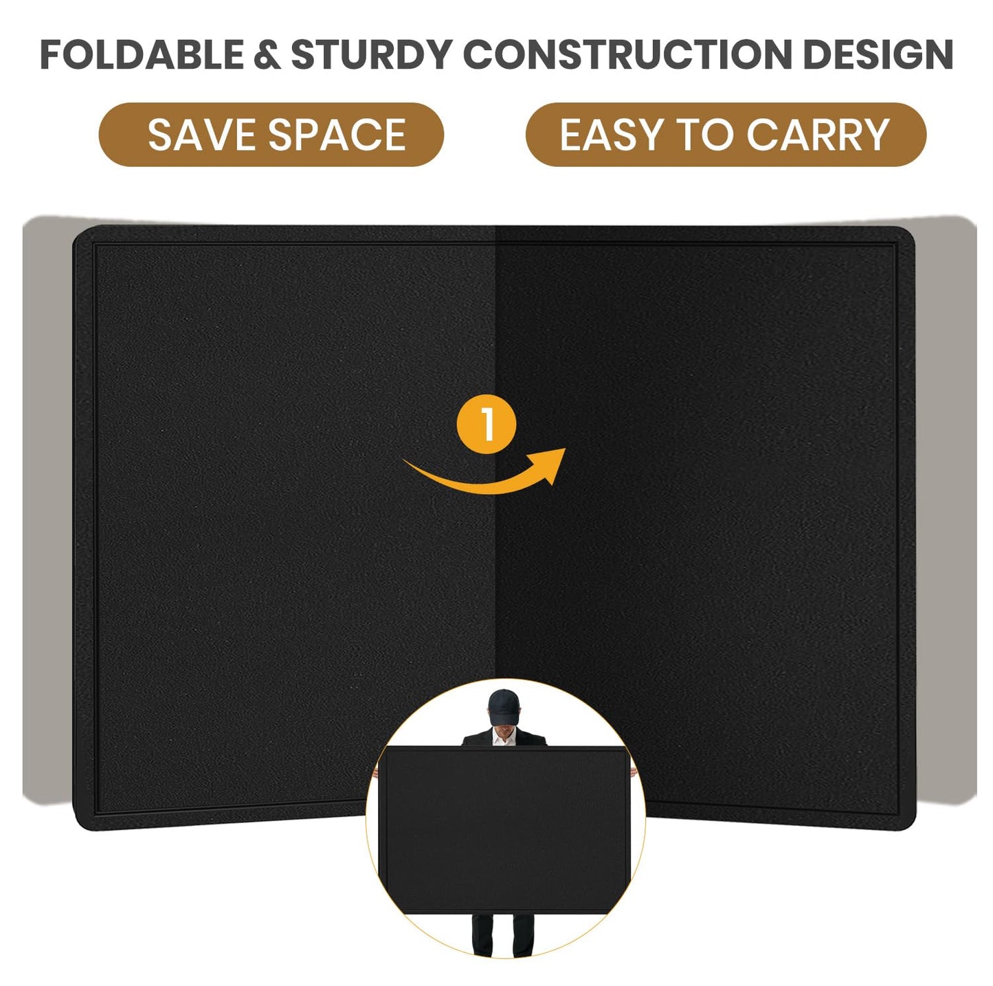 Extra Large Bulletin Board, 95 X 47 inches Cork Board with 30 Pushpin, 8' x 4' Felt Cork Board Notice Pin Board, Self-Adhesive Vision Board Mood Board Foldable Photo Board for Wall - Black