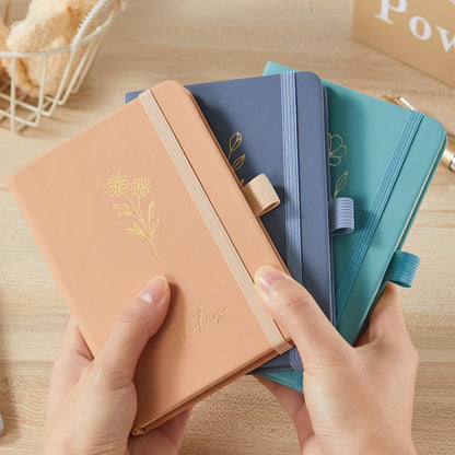 NIRMIRO 3 Pack Small Pocket Journaling Notebooks with Pen, A6 (3.7" x 5.7"), for Women/Men Work Writing Travel Business, School Office Supplies