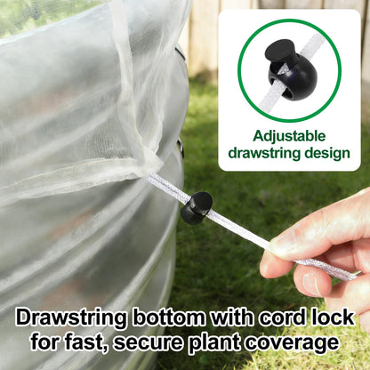 2 Pack Garden Netting for 4x2FT Raised Beds, Ultra-Fine Mesh Plant Covers with Drawstring, Bird, Pest & Small Animal Barrier for Vegetables, Fruits & Flowers