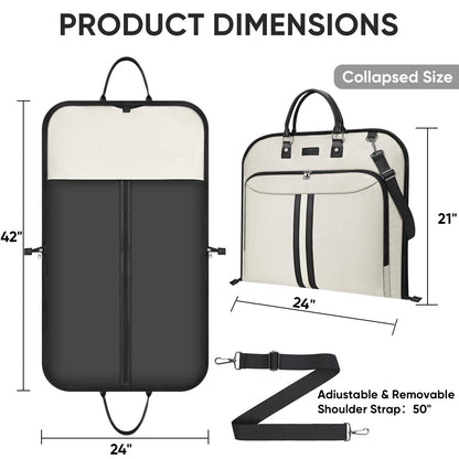 BALEINE Travel Garment Bag, Travel Suit Bag for Men, Water Resistant Carry on Garment Bag for Hanging Clothes, Garment Duffel Bag for Travel Business (Beige)