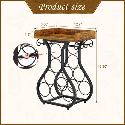 X-cosrack Wine Racks Countertop, Small Wine Rack with Wine Glass Holder, Mini Countertop Wine Rack with Tabletop Wine Storage Cabinet Shelf for Kitchen Pantry Home Bar