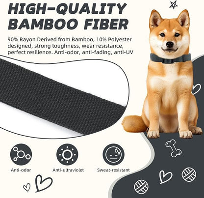 Dark Grey Dog Collar and Leash Set for Small Dogs, Breathable, Anti-Odor & Soft, Comfortable for Sensitive Skin Puppies, 90% Bamboo Rayon, Quick-Release Buckle Pet Collar for Chihuahuas Frenchie
