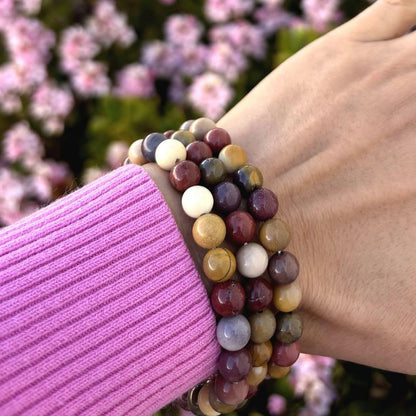 Adabele Real Natural Mookaite Jasper Gemstone Beaded Bracelet 7.5 inch Stretch Chakra Healing Crystal Stone Jewelry Women Birthday Gift (Unisex) GB8-B4