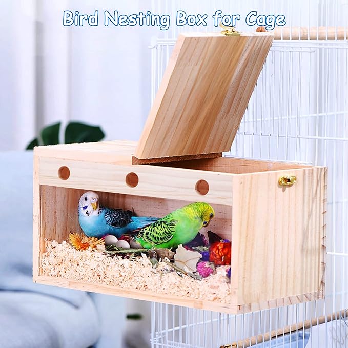 BNOSDM Parakeet Nesting Box Transparent Bird Nest Breeding Box with Perch (S)