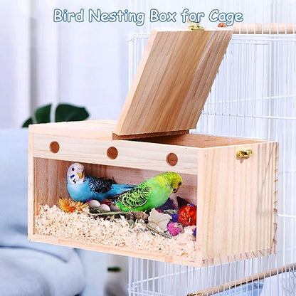 BNOSDM Parakeet Nesting Box Transparent Bird Nest Breeding Box with Perch (S)