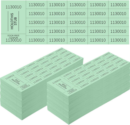 Kosiz 1000 Sheets 25 Bid Raffle Ticket Numbers Auction Tickets Chinese Auction Ticket Sheets Basket Auction Silent Auction for Events Church (Light Green)