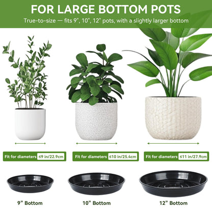 AKODENORA 10 Pack Plant Drip Trays, 9inch Heavy Duty Plastic Plant Saucer, Plant Pot Saucers Bulk, 1.5'' Deeper Plant Plates to Catch Water Durable Flower Pot Plant Saucer for Indoors Outdoor Use
