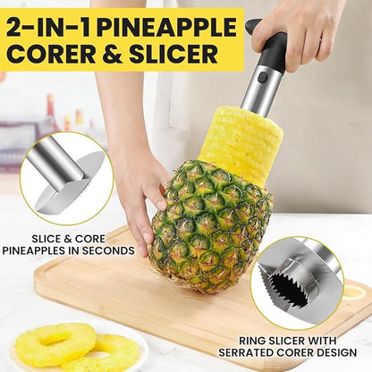 ZAFNAH Pineapple Cutter and Corer Tool, Stainless Steel Pineapple Slicer Peeler, Easy Pineapple Core Remover Eye Removal Tool,ZAFNAH Pelador De Piña (PINEAPPLE CORER)