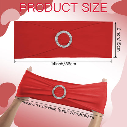 150 Pack Spandex Stretch Chair Sashes Bows, Elastic Stretch Chair Cover Bands Ties with Buckle Slider for Wedding Party Ceremony Reception Event Banquet Decoration (Red)